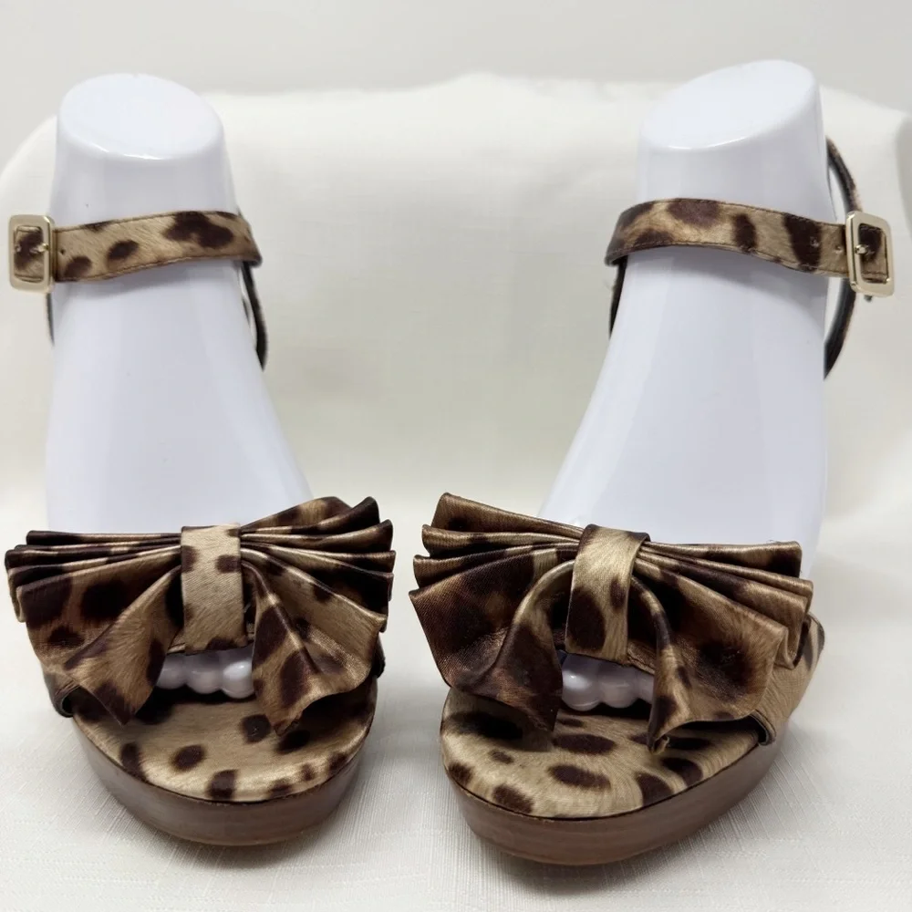Gianni Bini animal Print silk platform High Heel Sandals size 8.5